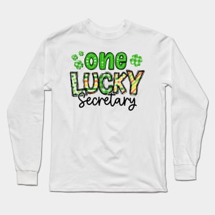 One Lucky Secrectary Shamrock St Patricks Day Long Sleeve T-Shirt